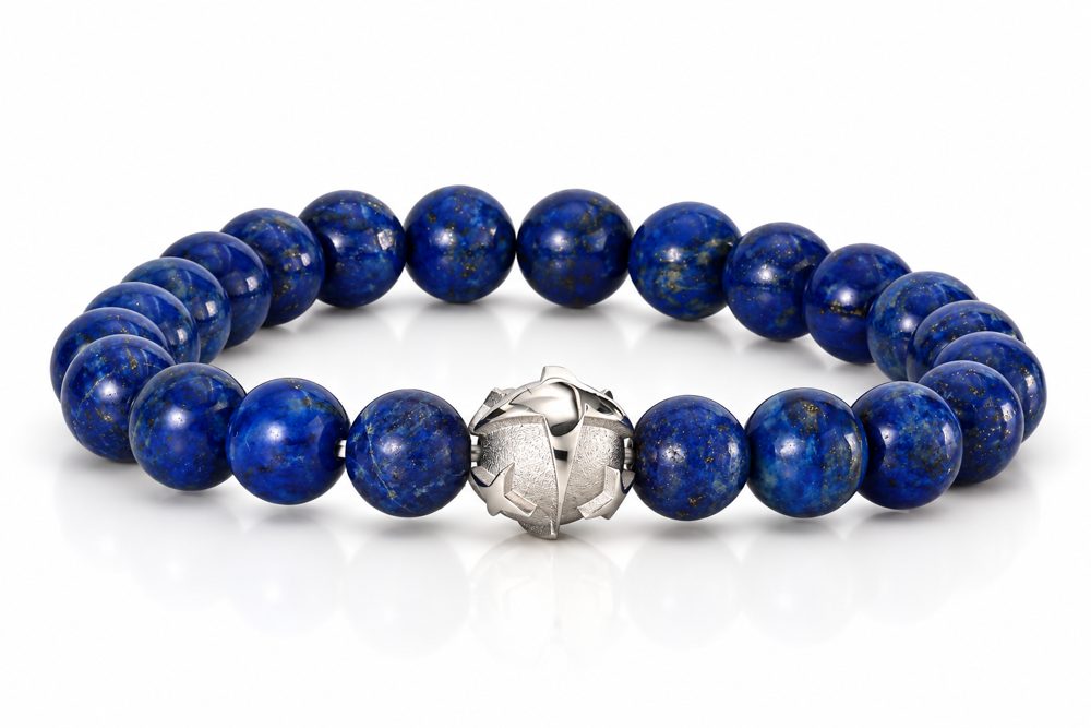 Armband aus Lapislazuli-Kugeln mit Sternkugel aus Silber